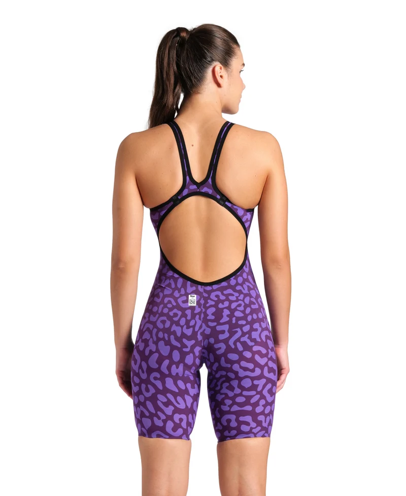 Arena Damen Powerskin Carbon Air2 Bodysuit Open Back LE Leopard Skin Violet