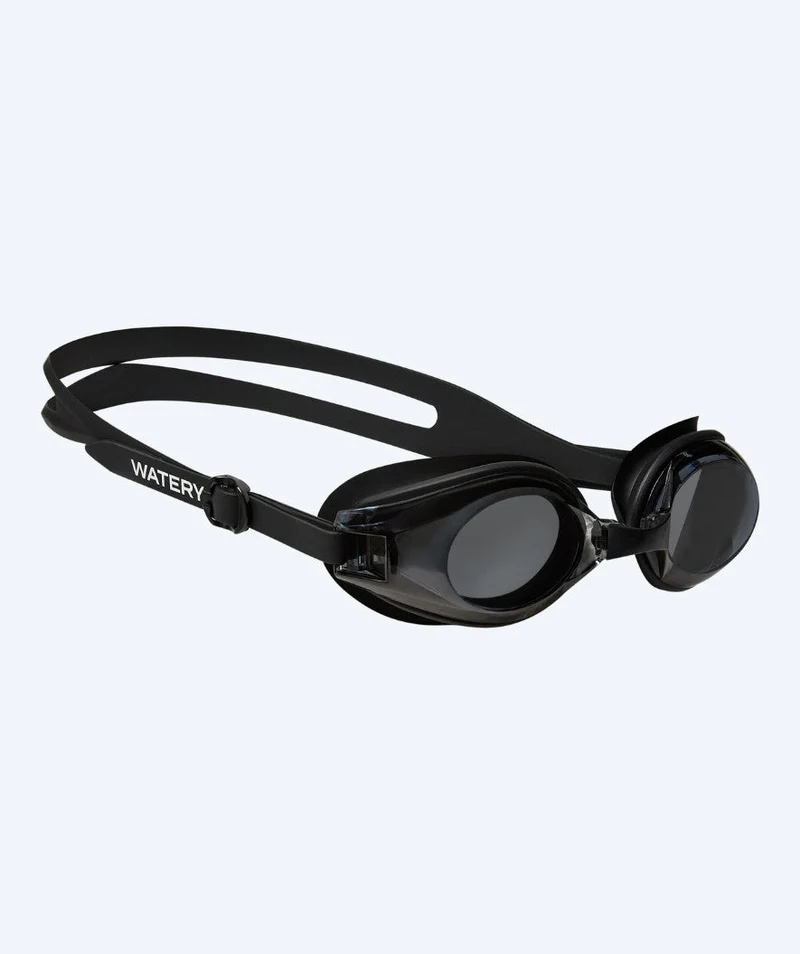 Watery Schwimmbrillen mit Sehstärke für Kurzsichtige Erwachsene - (-1.5) – (-7.0) - Biminis - Schwarz (Smoke Scheiben)