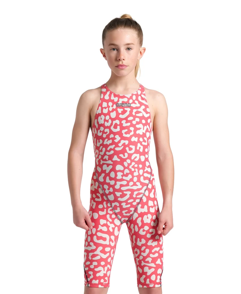 Arena Mädchen Wettkampf Schwimmanzug Powerskin ST Next LE OB Leopard Skin Geranium