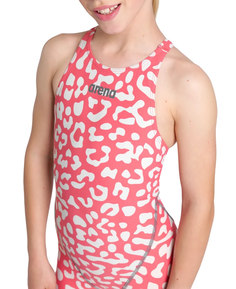 Arena Mädchen Wettkampf Schwimmanzug Powerskin ST Next LE OB Leopard Skin Geranium