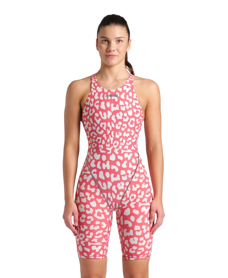 Arena Damen Wettkampf Schwimmanzug Powerskin ST Next LE Leopard Skin Geranium