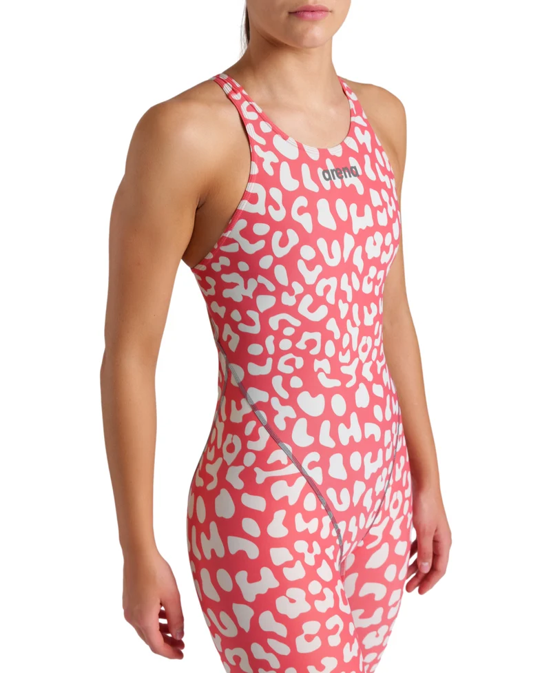 Arena Damen Wettkampf Schwimmanzug Powerskin ST Next LE Leopard Skin Geranium