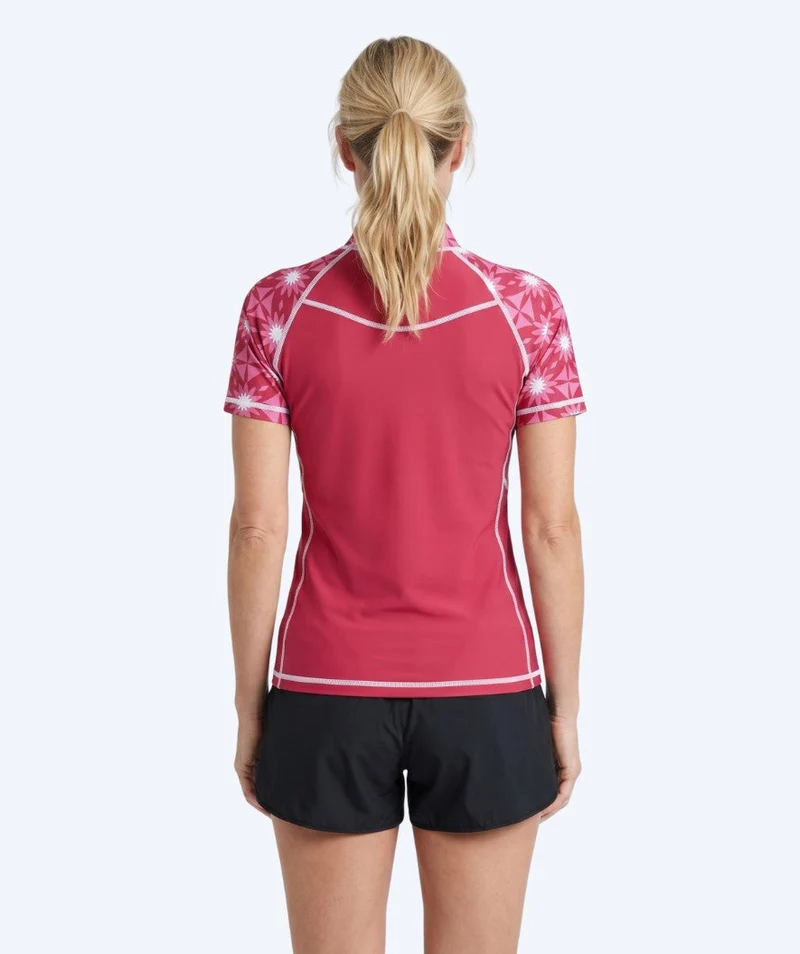 Watery UV Shirt für Damen - Aiko Kurzarm Rashguard - Rosa/Dunkelrot