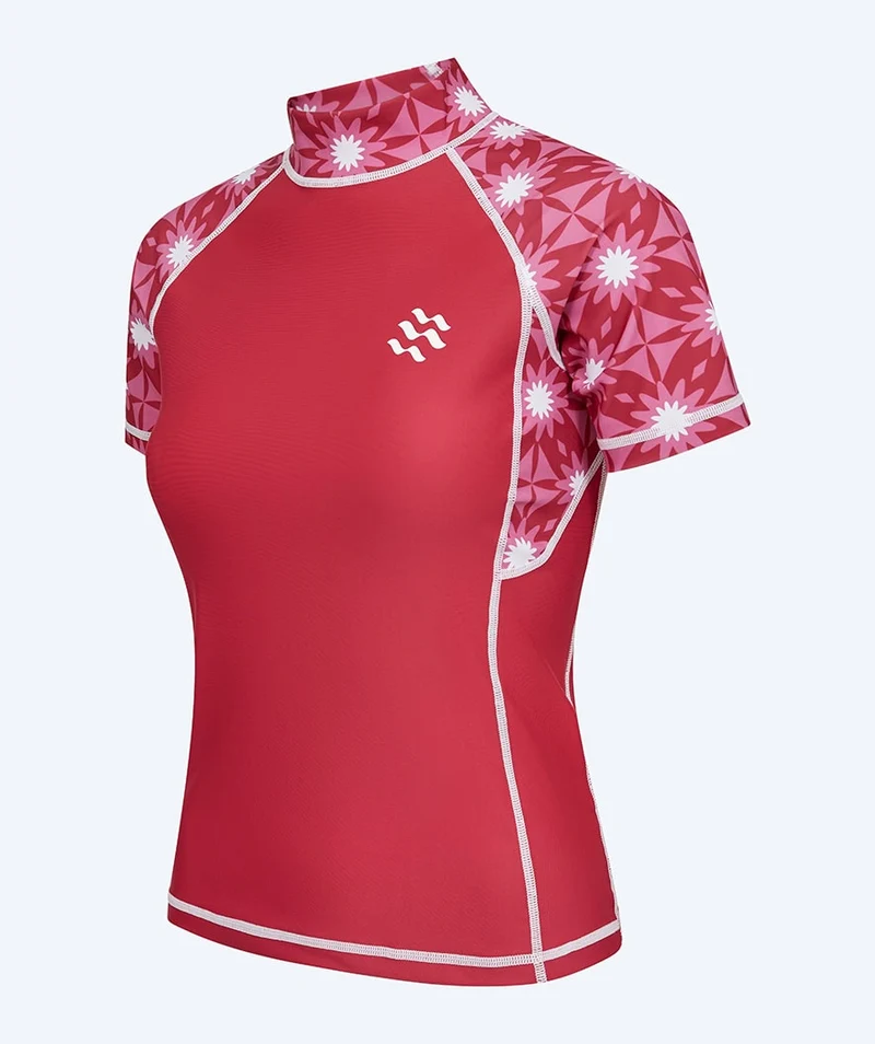 Watery UV Shirt für Damen - Aiko Kurzarm Rashguard - Rosa/Dunkelrot
