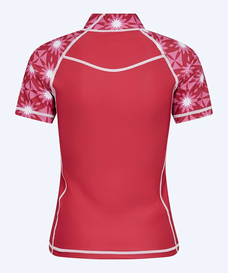 Watery UV Shirt für Damen - Aiko Kurzarm Rashguard - Rosa/Dunkelrot