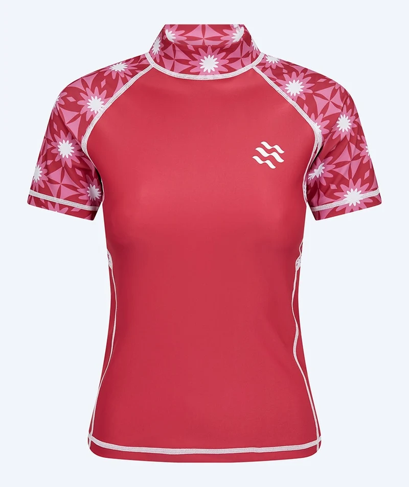 Watery UV Shirt für Damen - Aiko Kurzarm Rashguard - Rosa/Dunkelrot