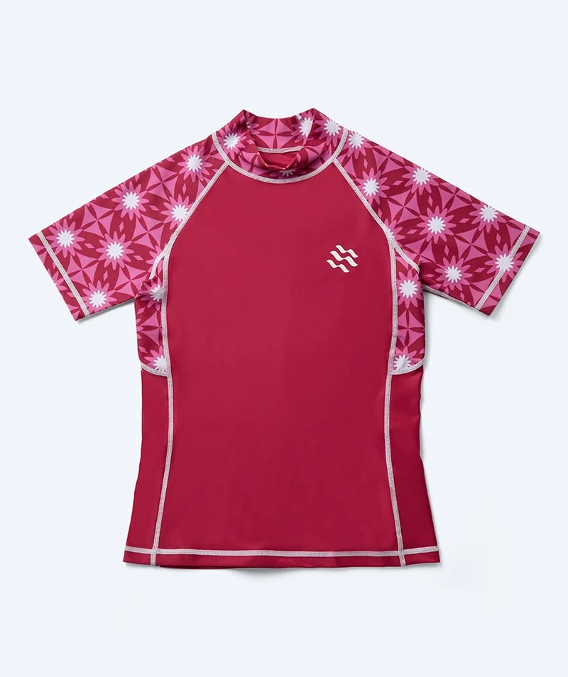 Watery UV Shirt für Damen - Aiko Kurzarm Rashguard - Rosa/Dunkelrot