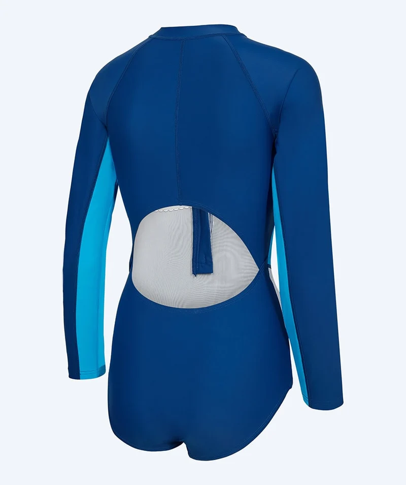 Watery Langärmeliger Badeanzug für Damen - Deriya - Blau/Weiß