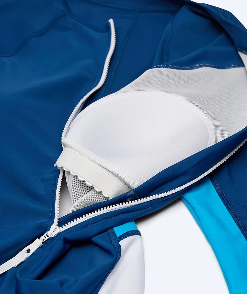 Watery Langärmeliger Badeanzug für Damen - Deriya - Blau/Weiß