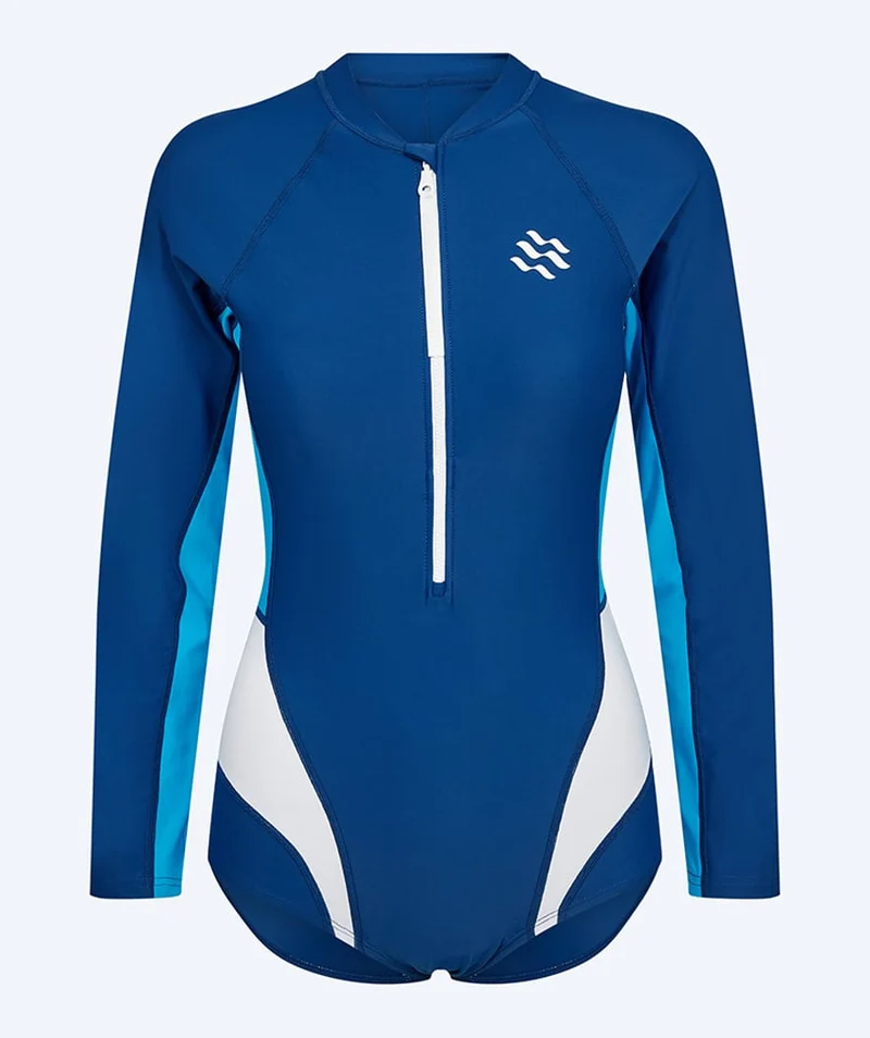 Watery Langärmeliger Badeanzug für Damen - Deriya - Blau/Weiß