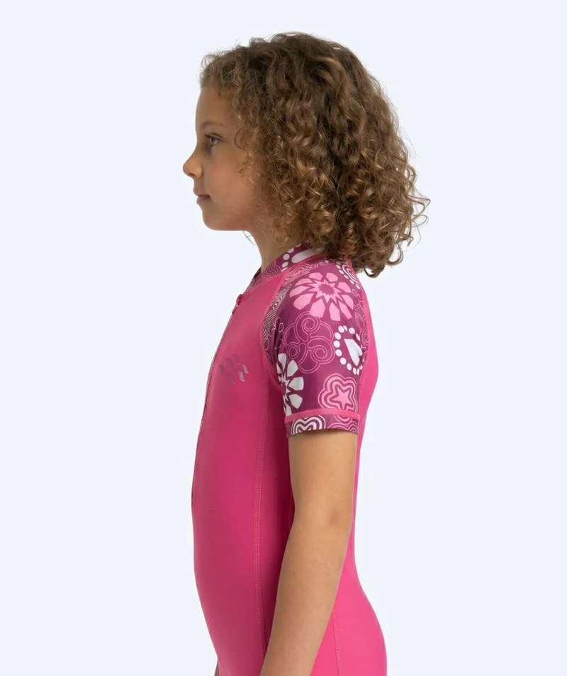 Watery UV Anzug für Kinder - Athena Kurzarm Rashguard - Rosa