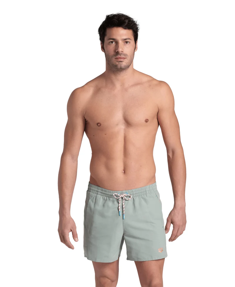 Arena Herren Badeshort Pro File Logo Jade-Salmon-Pink
