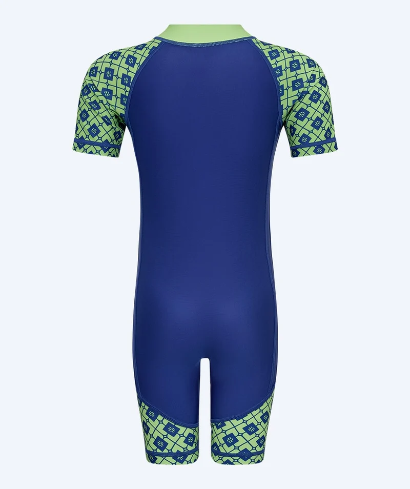 Watery UV Anzug für Kinder - Athena Kurzarm Rashguard - Grün/Dunkelblau