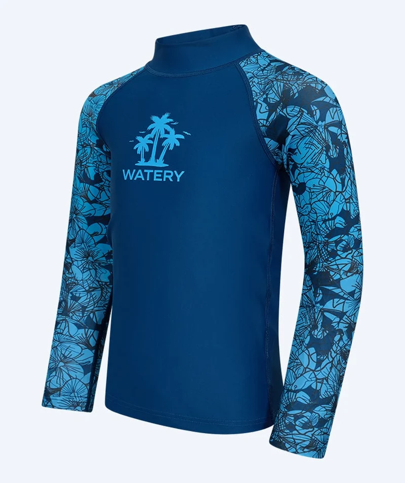 Watery UV Shirt für Kinder - Katsu Langarm Rashguard - Blau/Dunkelblau
