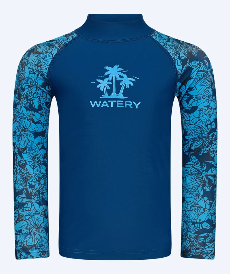 Watery UV Shirt für Kinder - Katsu Langarm Rashguard - Blau/Dunkelblau