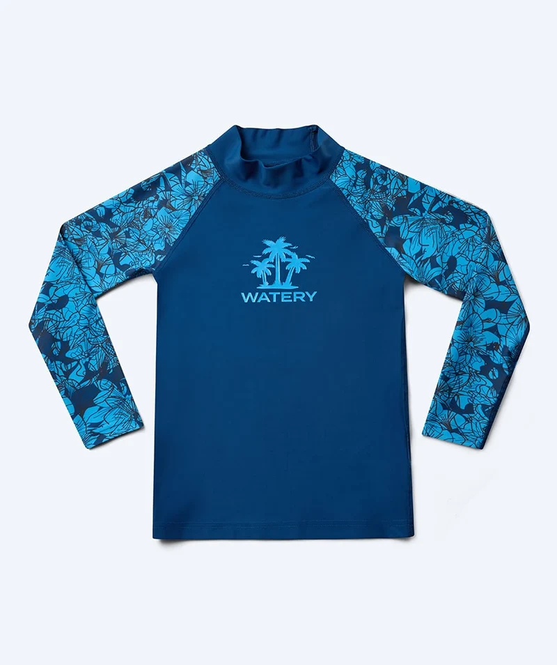 Watery UV Shirt für Kinder - Katsu Langarm Rashguard - Blau/Dunkelblau