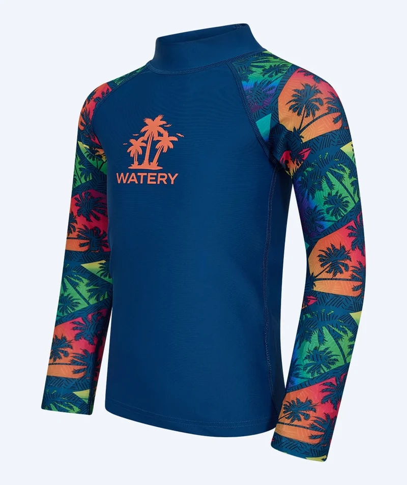 Watery UV Shirt für Kinder - Katsu Langarm Rashguard - Mehrfarbig/Dunkelblau