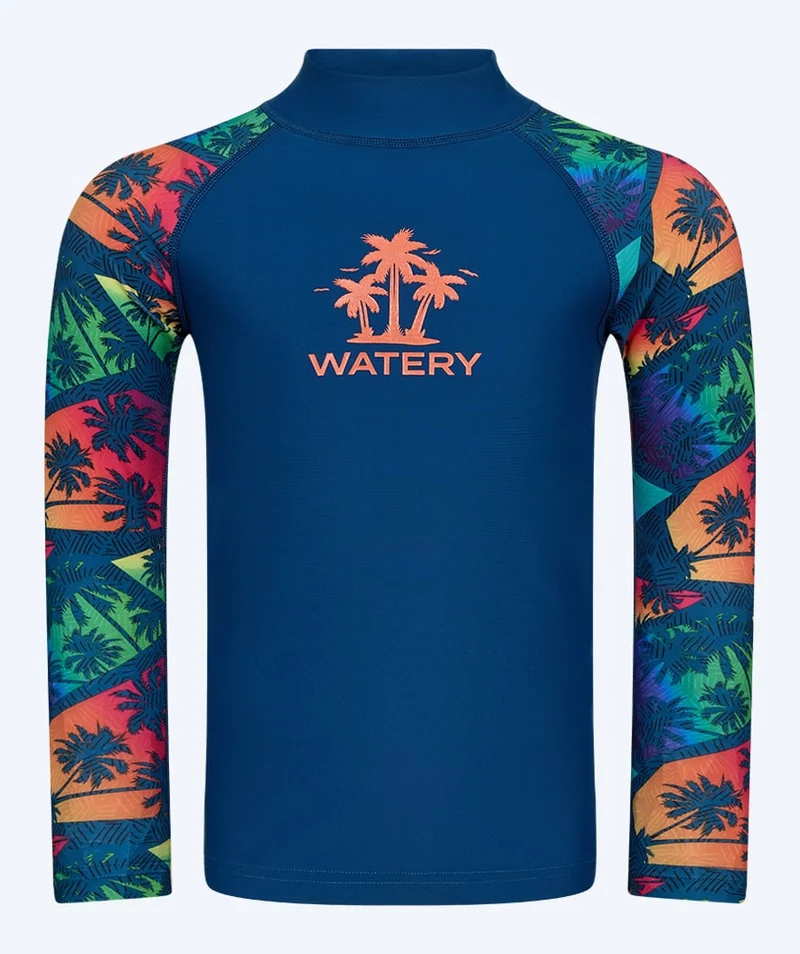 Watery UV Shirt für Kinder - Katsu Langarm Rashguard - Mehrfarbig/Dunkelblau