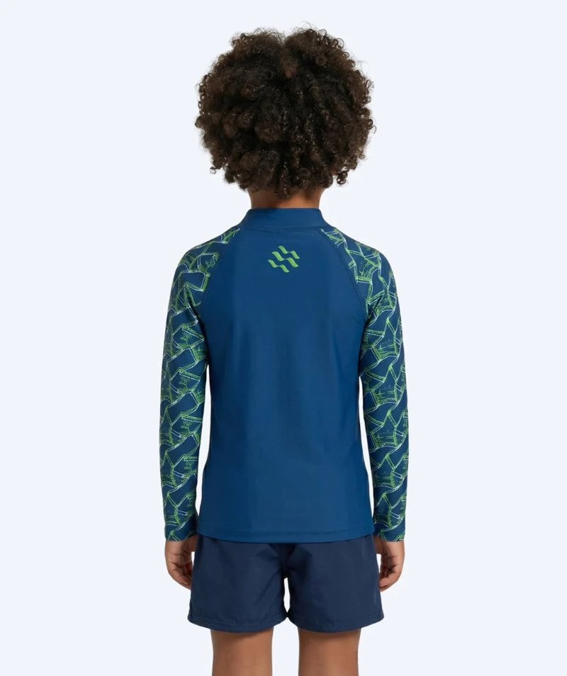 Watery UV Shirt für Kinder - Katsu Langarm Rashguard - Grün/Dunkelblau