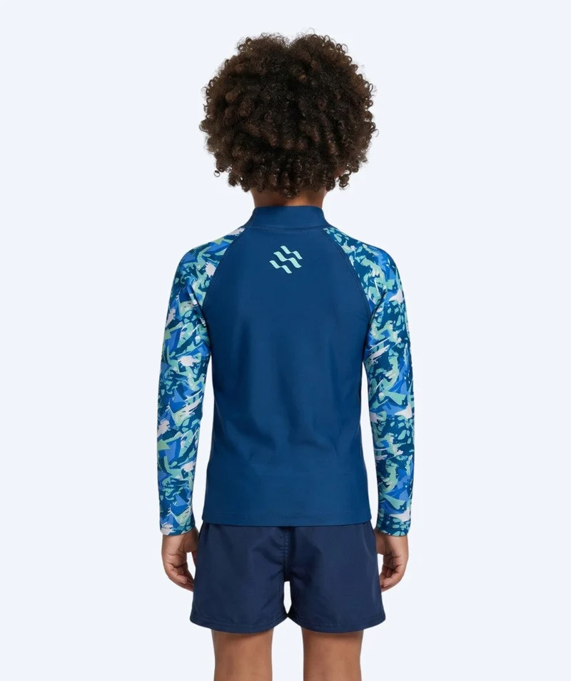Watery UV Shirt für Kinder - Katsu Langarm Rashguard - Hellblau/Dunkelblau