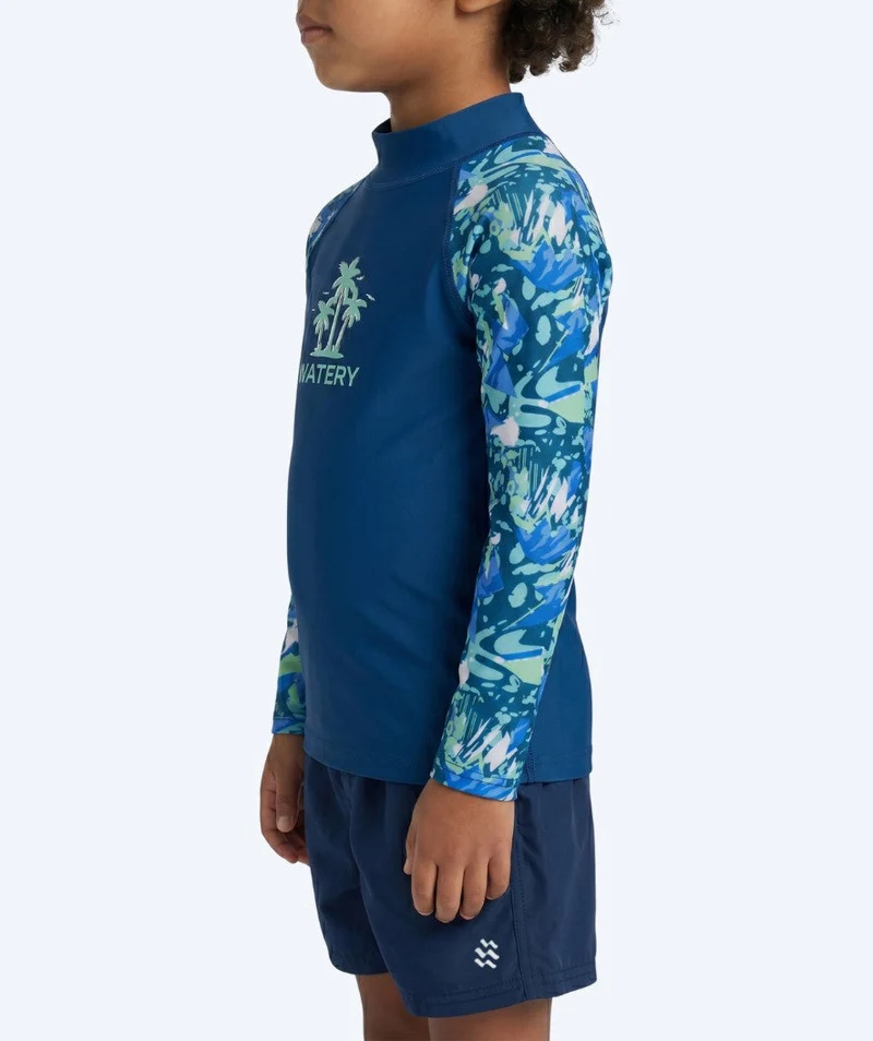 Watery UV Shirt für Kinder - Katsu Langarm Rashguard - Hellblau/Dunkelblau
