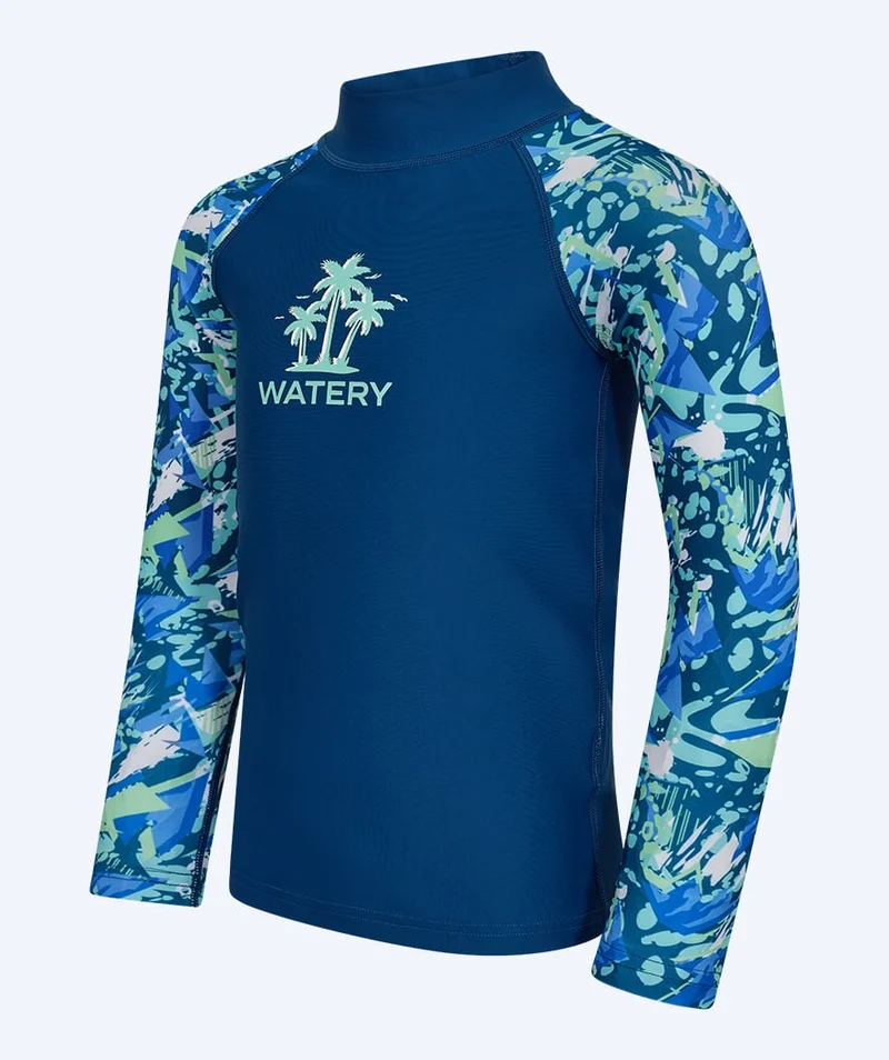 Watery UV Shirt für Kinder - Katsu Langarm Rashguard - Hellblau/Dunkelblau