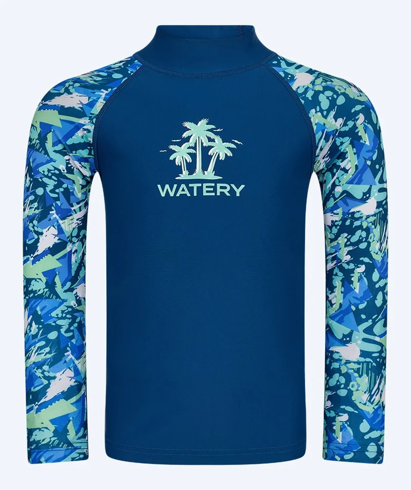 Watery UV Shirt für Kinder - Katsu Langarm Rashguard - Hellblau/Dunkelblau