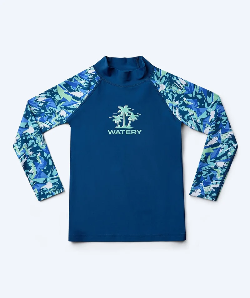 Watery UV Shirt für Kinder - Katsu Langarm Rashguard - Hellblau/Dunkelblau