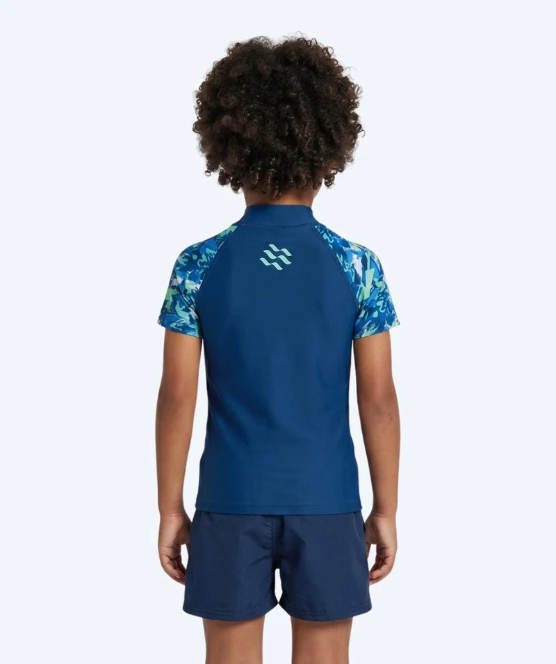 Watery UV Shirt für Kinder - Katsu Kurzarm Rashguard - Hellblau/Dunkelblau