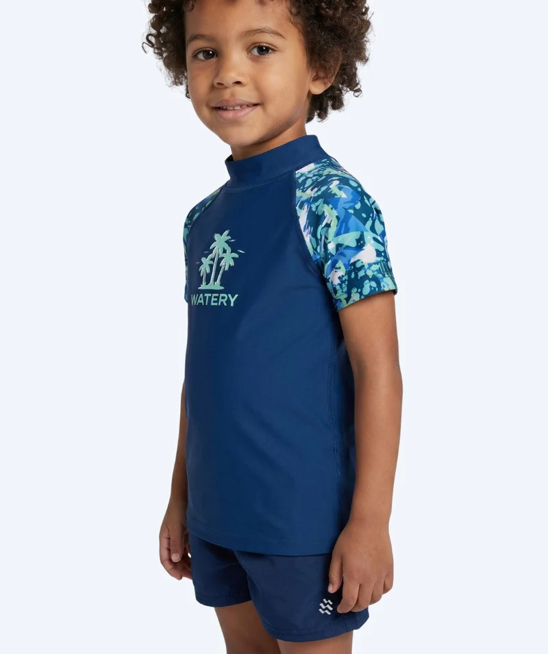 Watery UV Shirt für Kinder - Katsu Kurzarm Rashguard - Hellblau/Dunkelblau