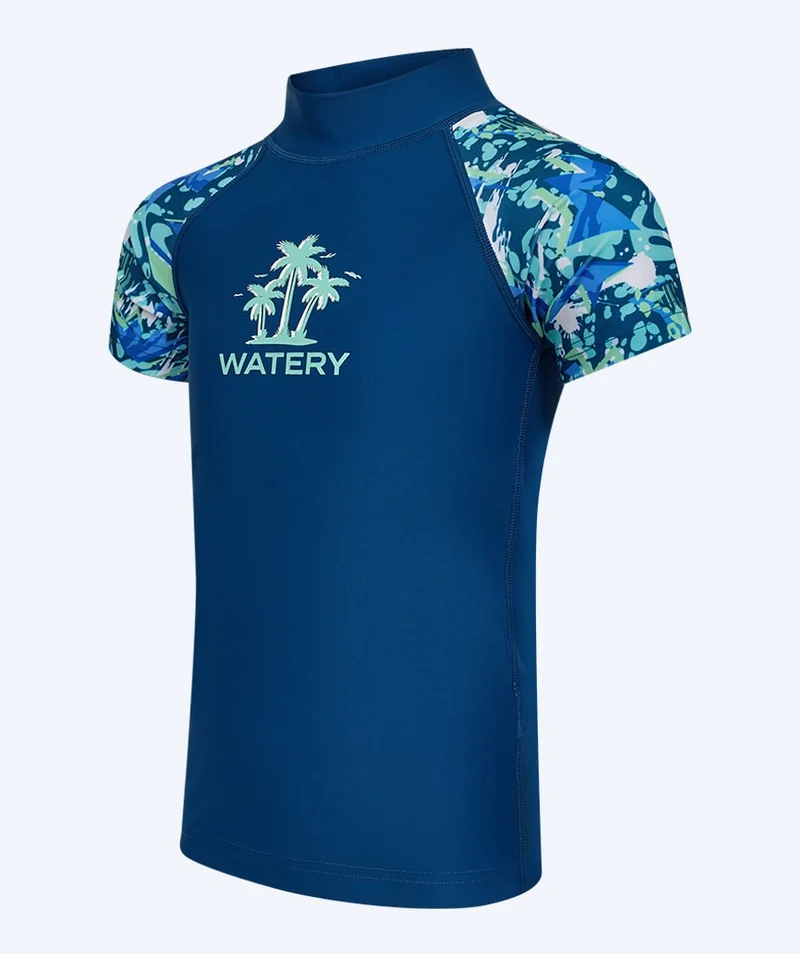 Watery UV Shirt für Kinder - Katsu Kurzarm Rashguard - Hellblau/Dunkelblau