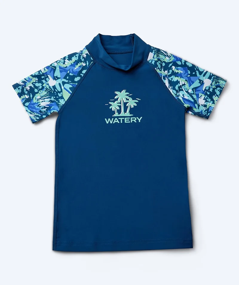 Watery UV Shirt für Kinder - Katsu Kurzarm Rashguard - Hellblau/Dunkelblau