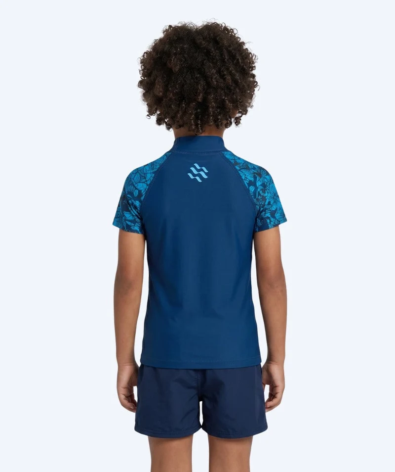 Watery UV Shirt für Kinder - Katsu Kurzarm Rashguard - Blau/Dunkelblau
