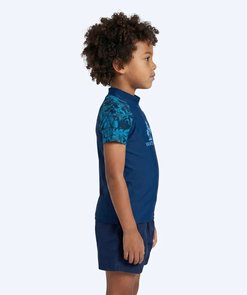 Watery UV Shirt für Kinder - Katsu Kurzarm Rashguard - Blau/Dunkelblau