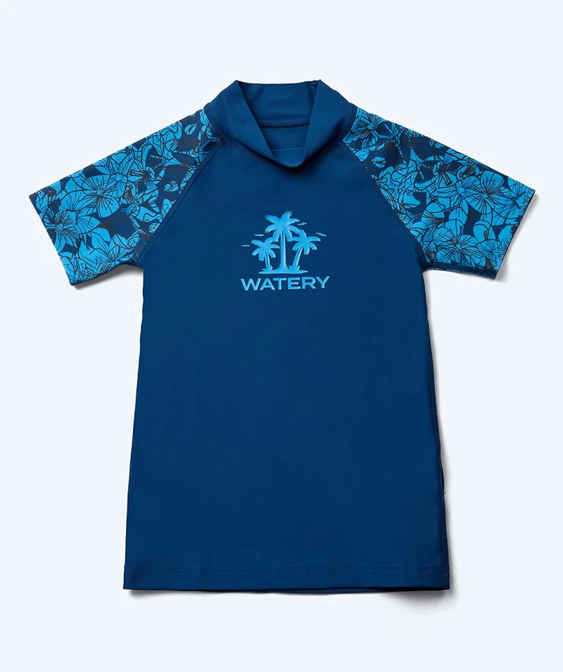 Watery UV Shirt für Kinder - Katsu Kurzarm Rashguard - Blau/Dunkelblau