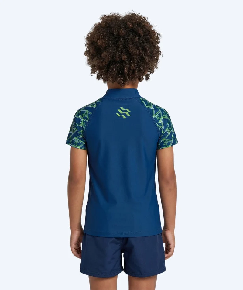 Watery UV Shirt für Kinder - Katsu Kurzarm Rashguard - Grün/Dunkelblau
