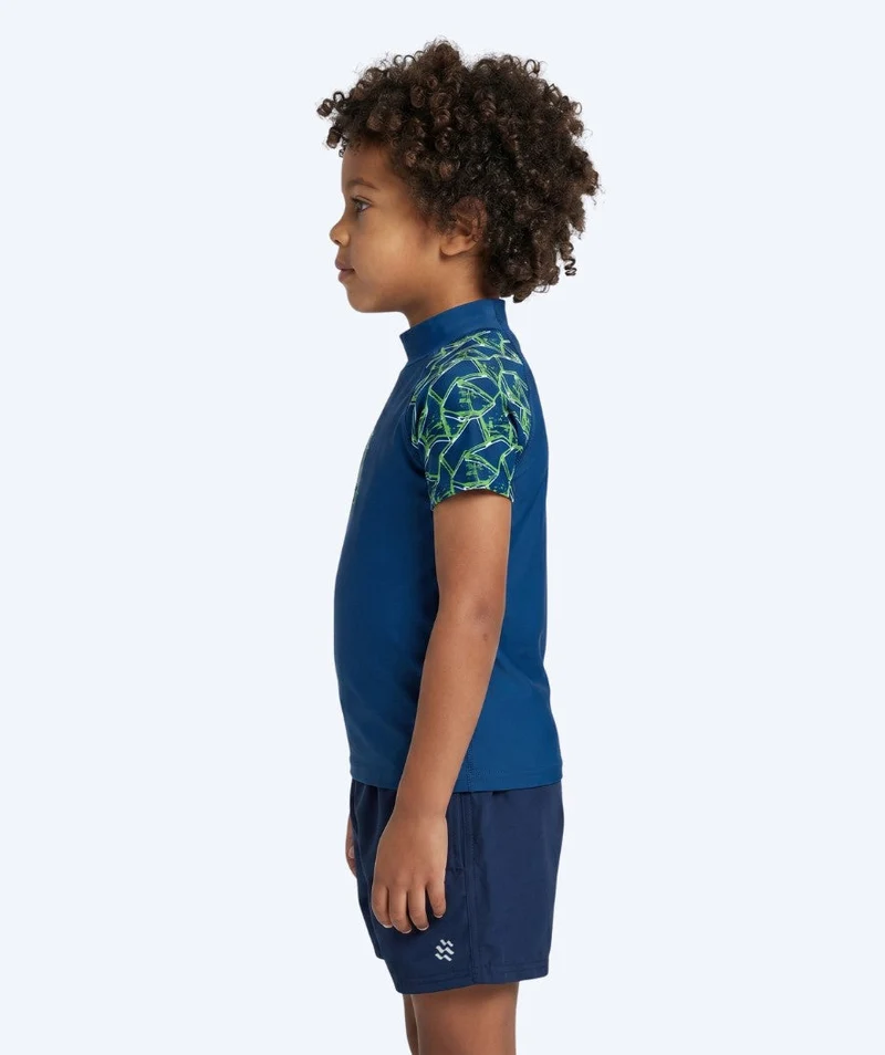 Watery UV Shirt für Kinder - Katsu Kurzarm Rashguard - Grün/Dunkelblau