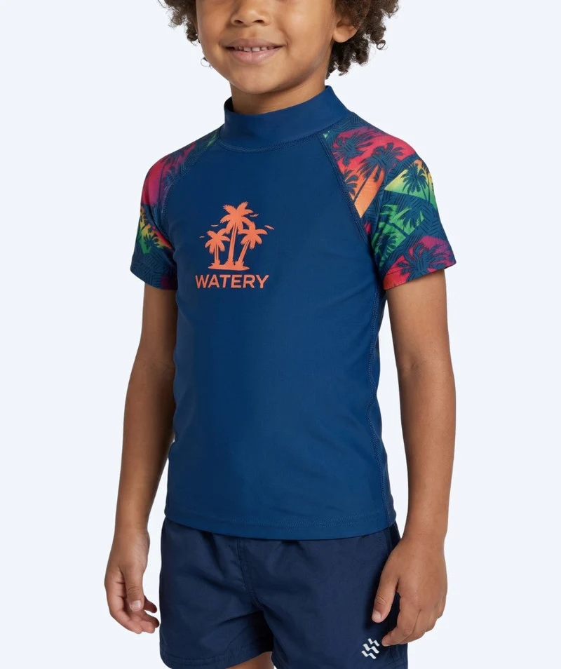 Watery UV Shirt für Kinder - Katsu Kurzarm Rashguard - Mehrfarbig/Dunkelblau