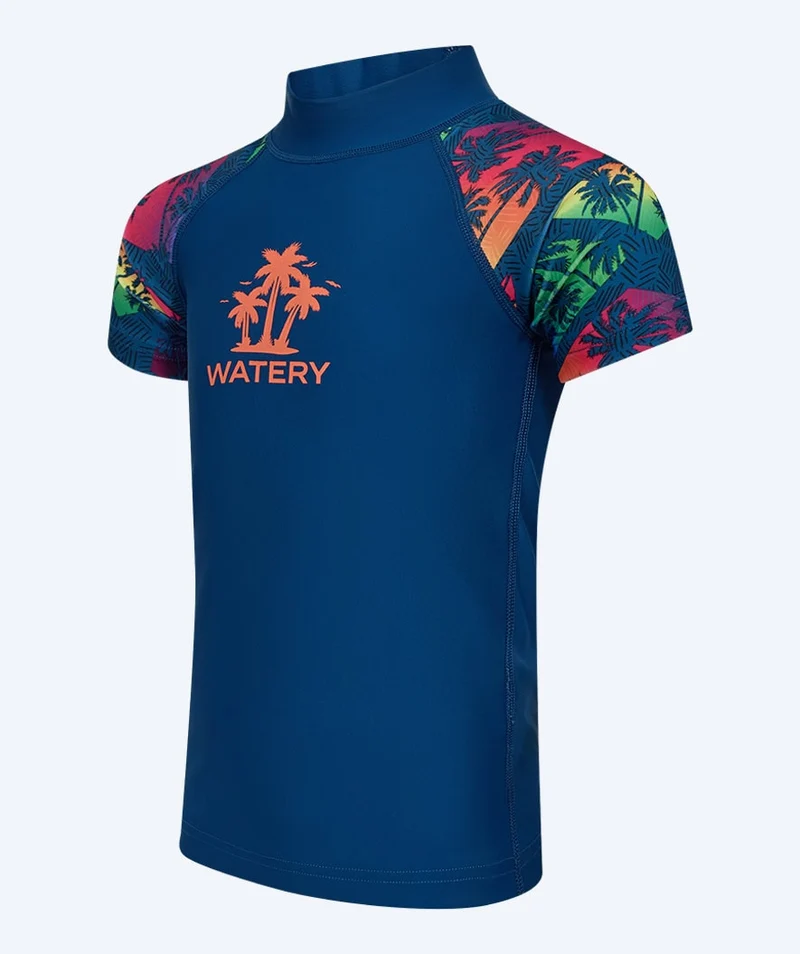 Watery UV Shirt für Kinder - Katsu Kurzarm Rashguard - Mehrfarbig/Dunkelblau