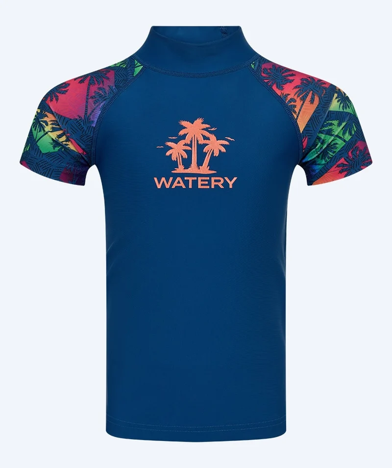 Watery UV Shirt für Kinder - Katsu Kurzarm Rashguard - Mehrfarbig/Dunkelblau