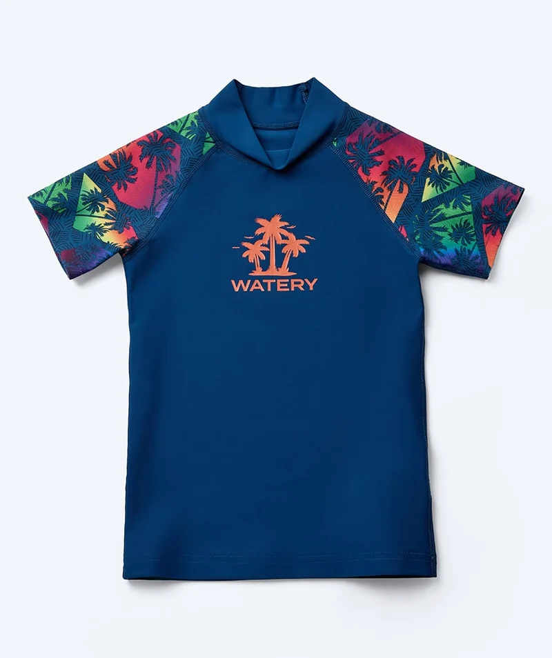 Watery UV Shirt für Kinder - Katsu Kurzarm Rashguard - Mehrfarbig/Dunkelblau