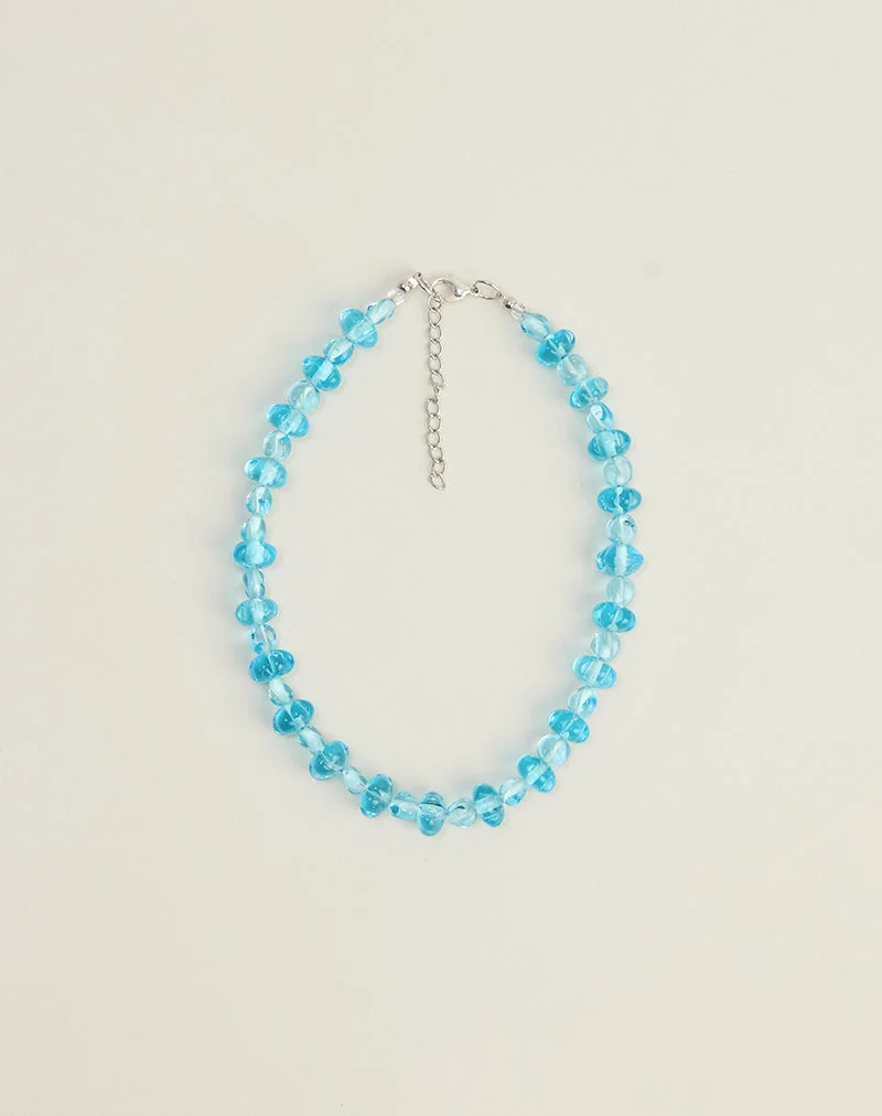 Halskette „Aqua Blue“ mit facettierten Elementen