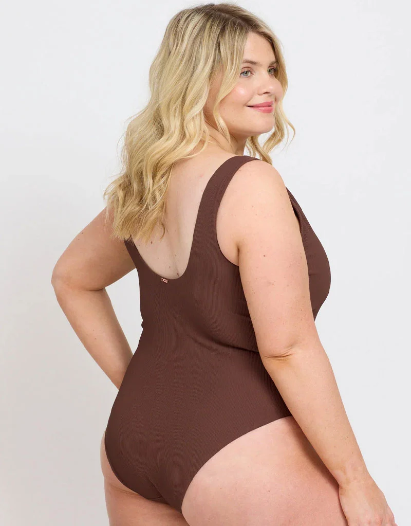 Oola Tummy Control Hidden Wire Swimsuit Chocolate Brown