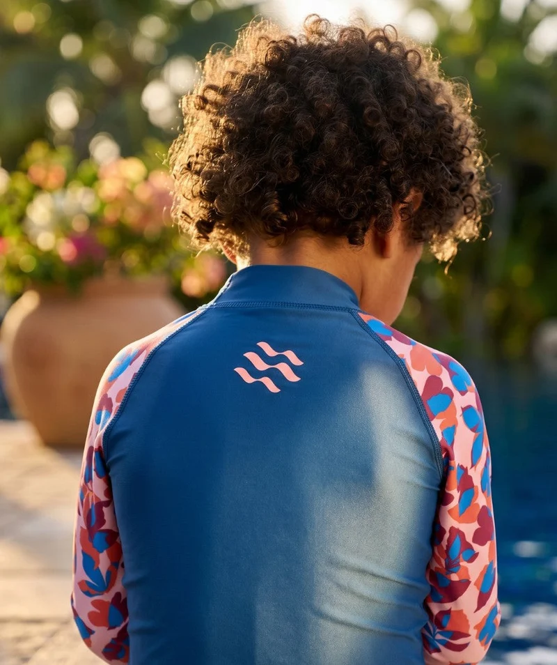 Watery UV Shirt für Kinder - Osiris Langarm Rashguard - Hellrosa/Dunkelblau