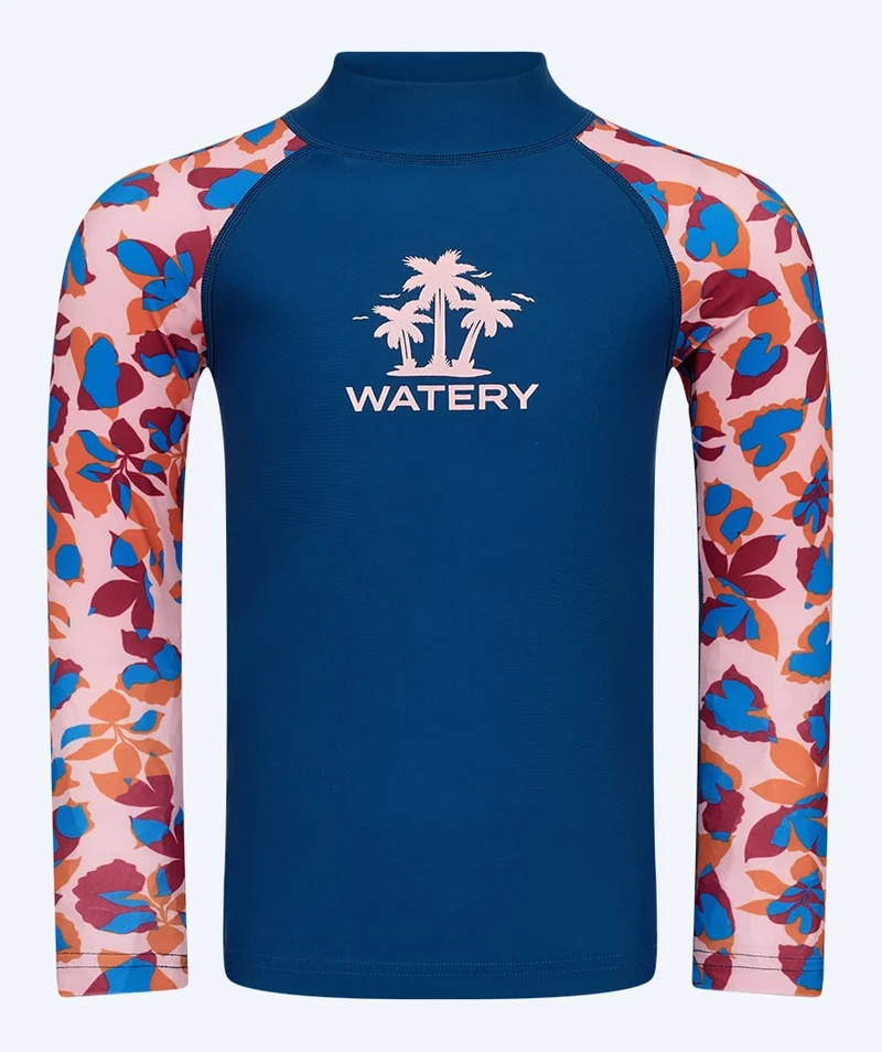 Watery UV Shirt für Kinder - Osiris Langarm Rashguard - Hellrosa/Dunkelblau