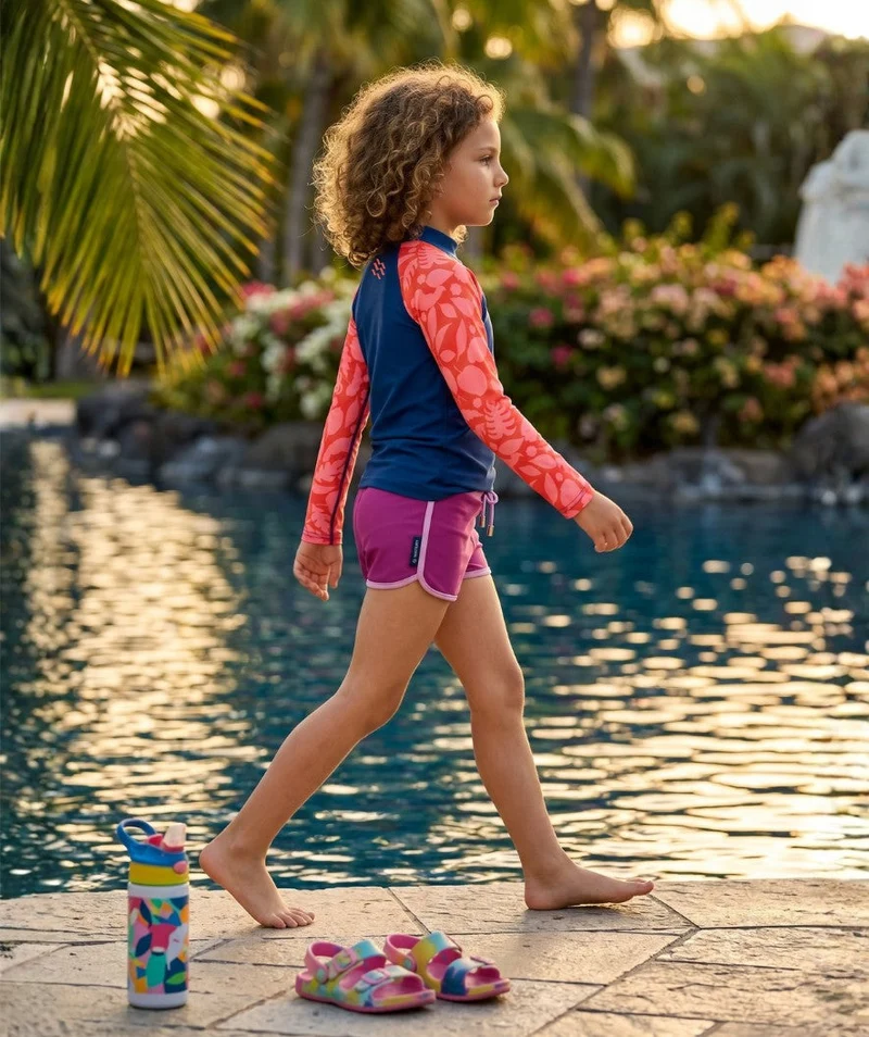 Watery UV Shirt für Kinder - Osiris Langarm Rashguard - Rosa/Dunkelblau