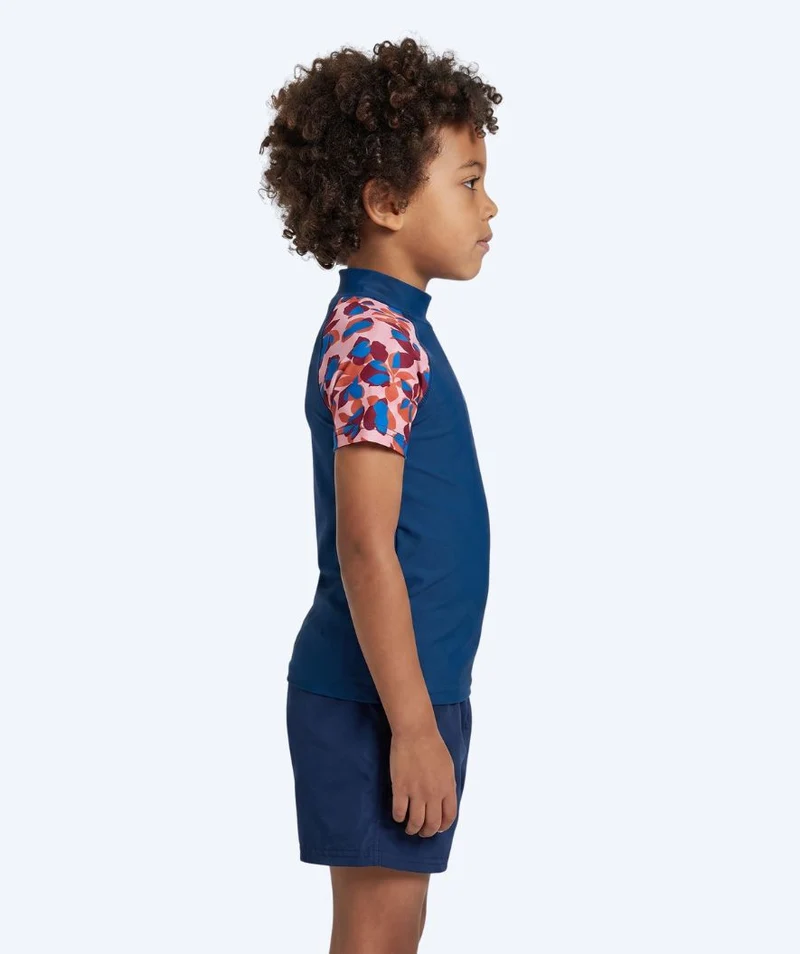 Watery UV Shirt für Kinder - Osiris Kurzarm Rashguard - Hellrosa/Dunkelblau