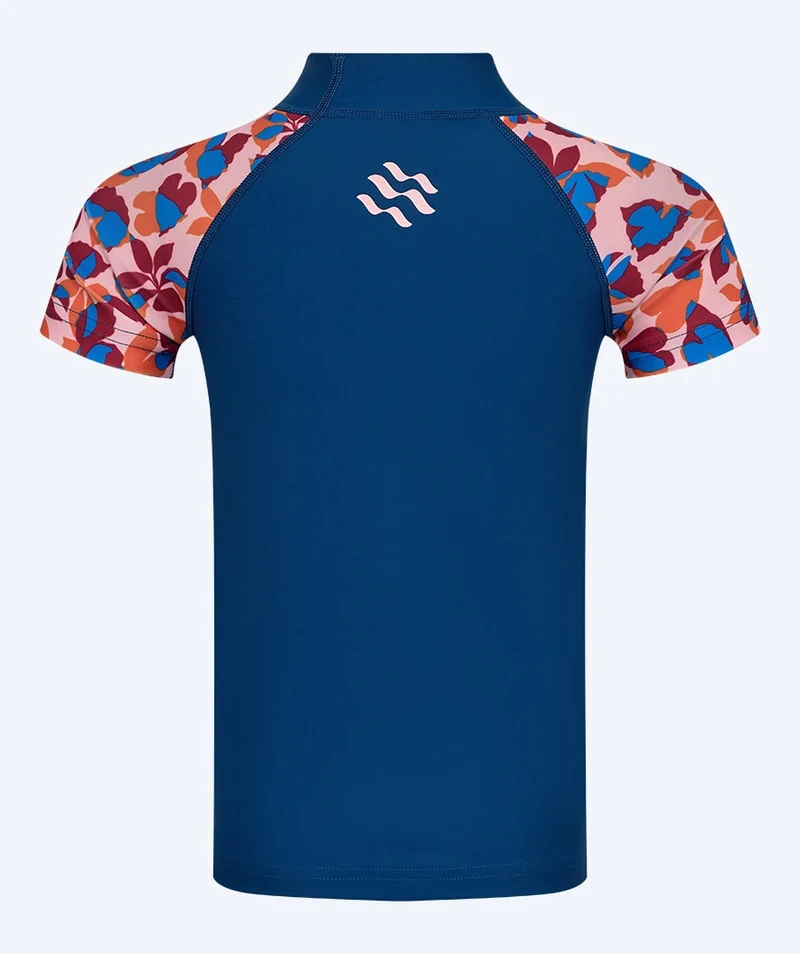 Watery UV Shirt für Kinder - Osiris Kurzarm Rashguard - Hellrosa/Dunkelblau