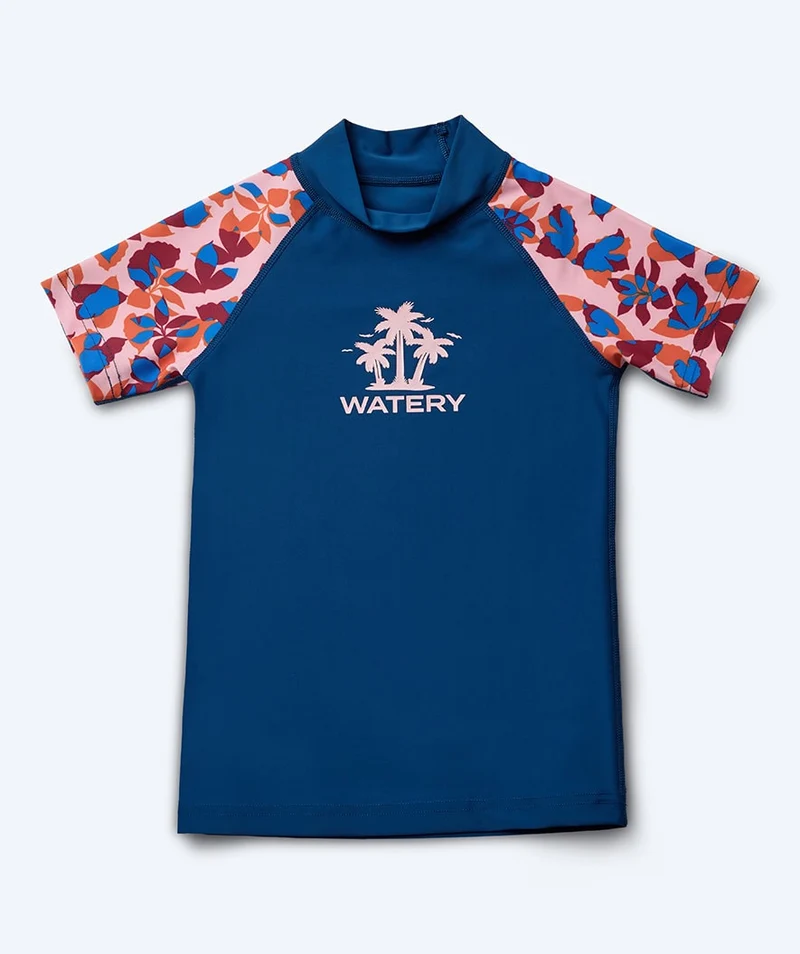 Watery UV Shirt für Kinder - Osiris Kurzarm Rashguard - Hellrosa/Dunkelblau