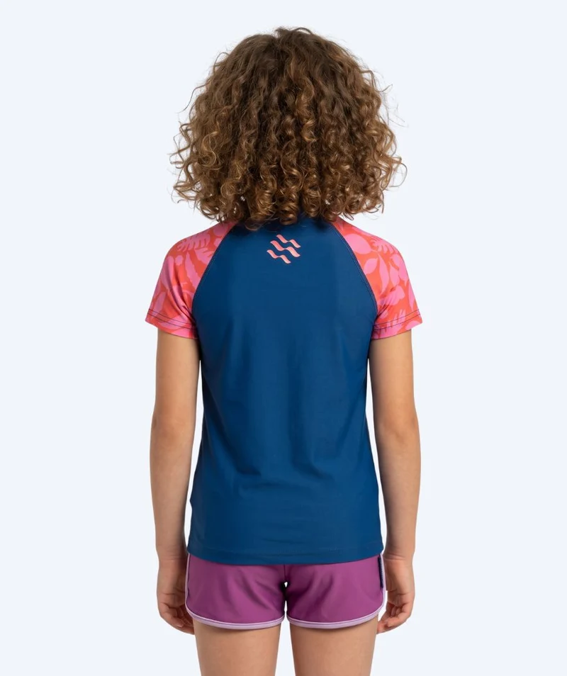 Watery UV Shirt für Kinder - Osiris Kurzarm Rashguard - Rosa/Dunkelblau
